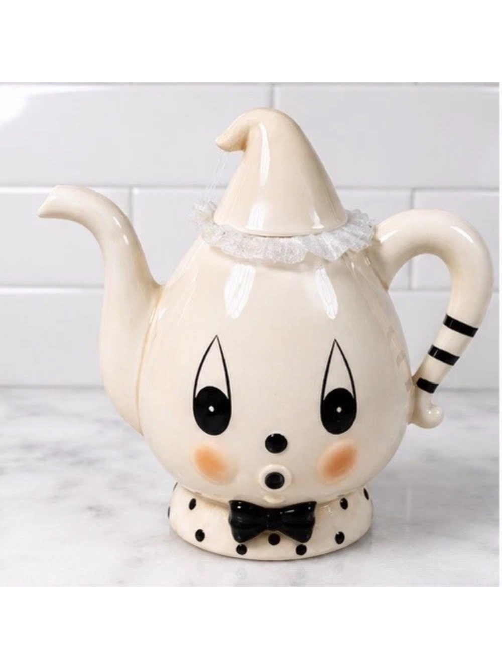 Johanna Parker Halloween Gus Ghost Bowtie Teapot 8" New